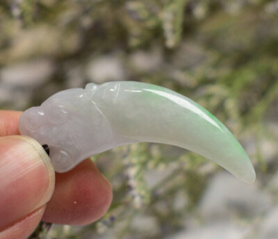 Video Certified Burma Green Natural A Jade jadeite pendant Dragon Tooth 龙牙405288