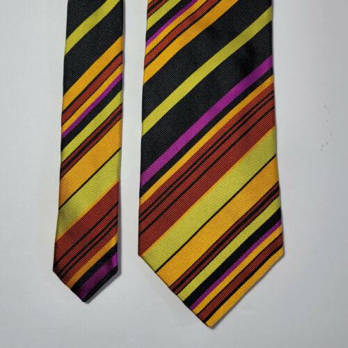 Corbata Etro Milano para hombre a rayas multicolor 100 % seda hecha a mano en Italia - Imagen 2 de 8