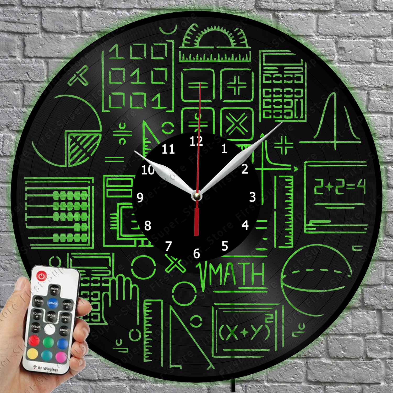 LED Math Vinyl Record Wall Clock with Light 1203