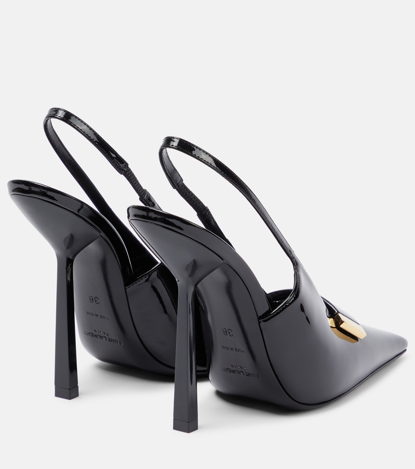 Saint Laurent Aston 115 décolleté slingback nere in vernice taglia 36 NUOVE!