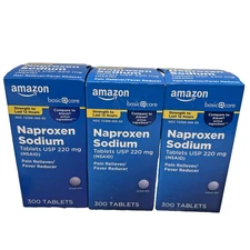 Naproxen Sodium Tablets 220mg Pain Reliever/Fever Reducer, 300 tablets each