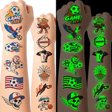 96 Pcs Glow in the Dark Sports Temporary Tattoos for Kids