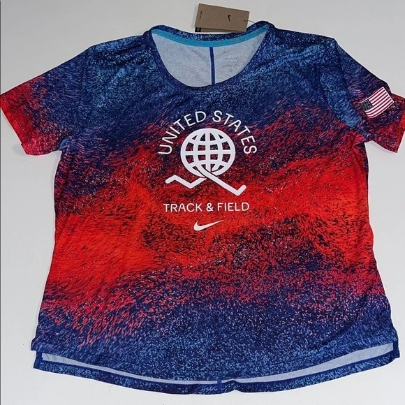 Nike Running Shirt Women’s L Dri-Fit Track Field SS USA Red White Blue NWT
Opens in a new window or 