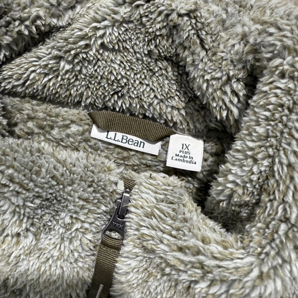 Chaqueta L.L.Bean para mujer 1X Plus gris Sherpa polar cremallera completa parches en el codo YKK Foto 2 de 4