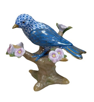 Herend Mountain Bunting Blue Bird Figurine RARE