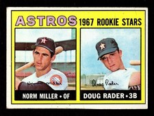 1967 Topps #412 Houston Astros Rookie Stars Norm Miller Doug Rader Card VG+. rookie card picture