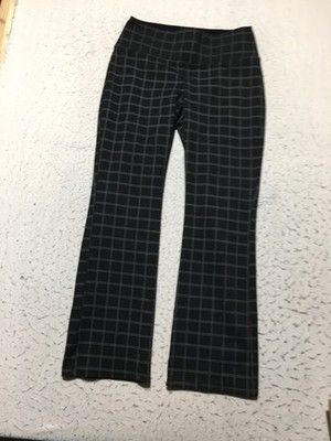 Apt. 9 Dress Pants Womens L Large Black White Check Elastic Waist Stretch