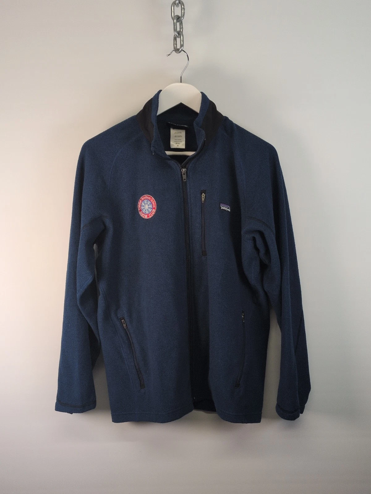 Patagonia Men's Medium Blue Fleece Jacket Snow Club Patch B254