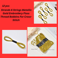 Strands 6 Strings Metallic Gold Embroidery Floss Thread Bobbins For Cross-Stitc
