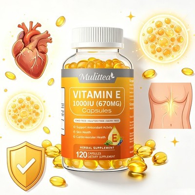 Skin, Hair, Immune & Eye Health   Vitamin E 1000 IU Capsules, 670mg, 120 Softgel