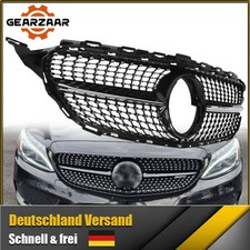 Kühlergrill Diamant Ersatz für Mercedes-Benz C-Klasse W205 C205 15–18 Schwarz