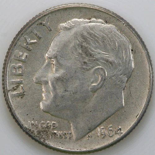 1964 (P) Extra Fine XF Roosevelt Dime 90% Silver D37