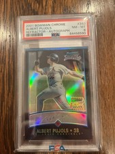 2001 Bowman Chrome Albert Pujols Rookie RC Auto #/500 Cardinals PSA 8