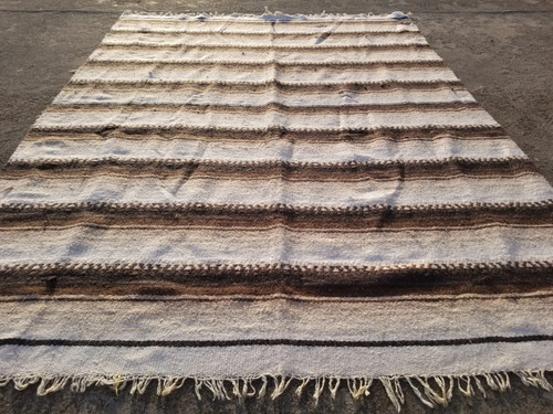 Vintage Traditional Handmade Stripped Wool Multicolor Kilim 203x150cm