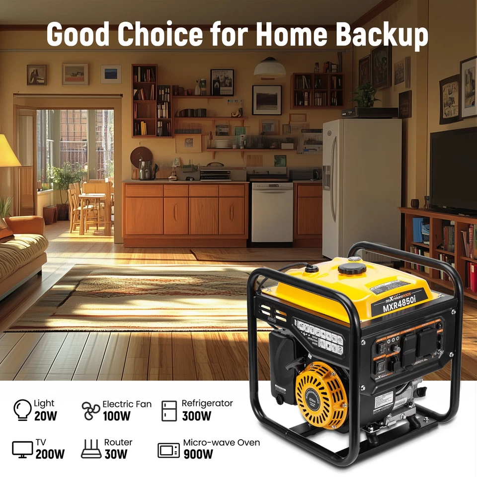 4850W Portable Inverter Generator Gas Powered Quiet for Home Backup Construction - Image 3 of 4