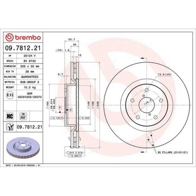 1X Brembo Bremsscheibe Vorderachse Prime Line - Uv Coated für Subaru