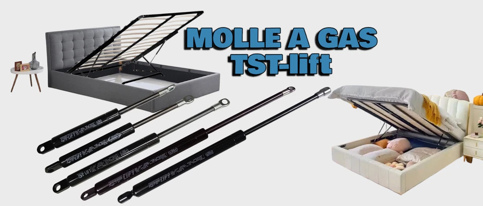 1 PISTONE A GAS MOLLA PER LETTO CONTENITORE - 24 TIPI DI INTERASSE A OCCHIELLO - Immagine 2 di 4