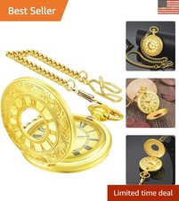 Sophisticated Gold Roman Numeral Pocket Watch - Luxury Gift for Any Occasion
