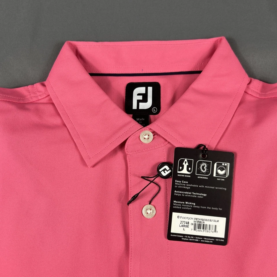 Camisa polo de golfe FootJoy stretch pique sólida grande poliéster melancia MSRP $88 - Imagem 2 de 4
