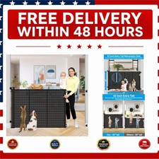42" Extra Tall Retractable Baby Dog Gate 55" Wide Black