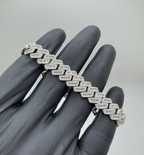 VVS1 Lab Created Diamond 925 Sterling Silver 12mm Iced Cuban Link Bracelet •