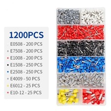 1200pcs Tubular Crimp Terminal Block Kit Electrical Connector Insulated Sleeves