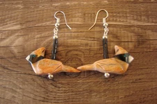 Hand Carved Apple Coral Cardinal Fetish Earrings by Matt Mitchell!