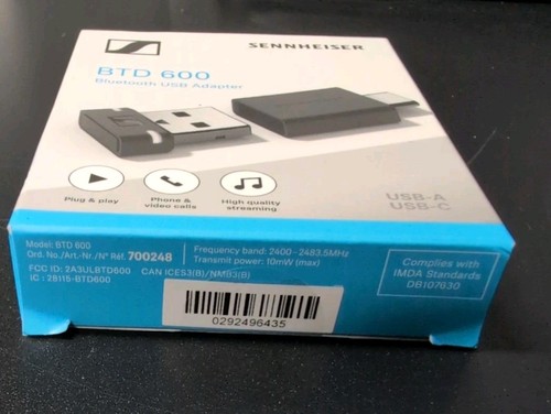 Dongle Bluetooth Sennheiser Audio BTD 600, avec Adaptateur USB-A/USB-C - Neuf dans sa boîte - Photo 3/4