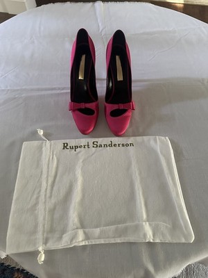 Rupert Sanderson Fuchsia Pink Satin Statement Pumps size 40 US 8.5 NWOT - DS29