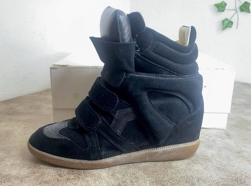 ISABEL MARANT BEKETT CUERO GAMUZA CUÑA Tenis Botas Zapato 37 eur Reino Unido 4.5 EE. UU. 6.5 - Imagen 6 de 9