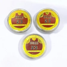 Lot of 3 Michael Jordan Bulls Jersey Souvenir Gold Plated Coin Golf Ball Marker