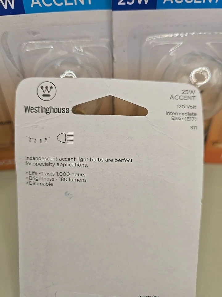 (6) Акцентная лампа Westinghouse 25 Вт S11 E17 Inter. Основание 120 В F1 - Изображение 4 из 4