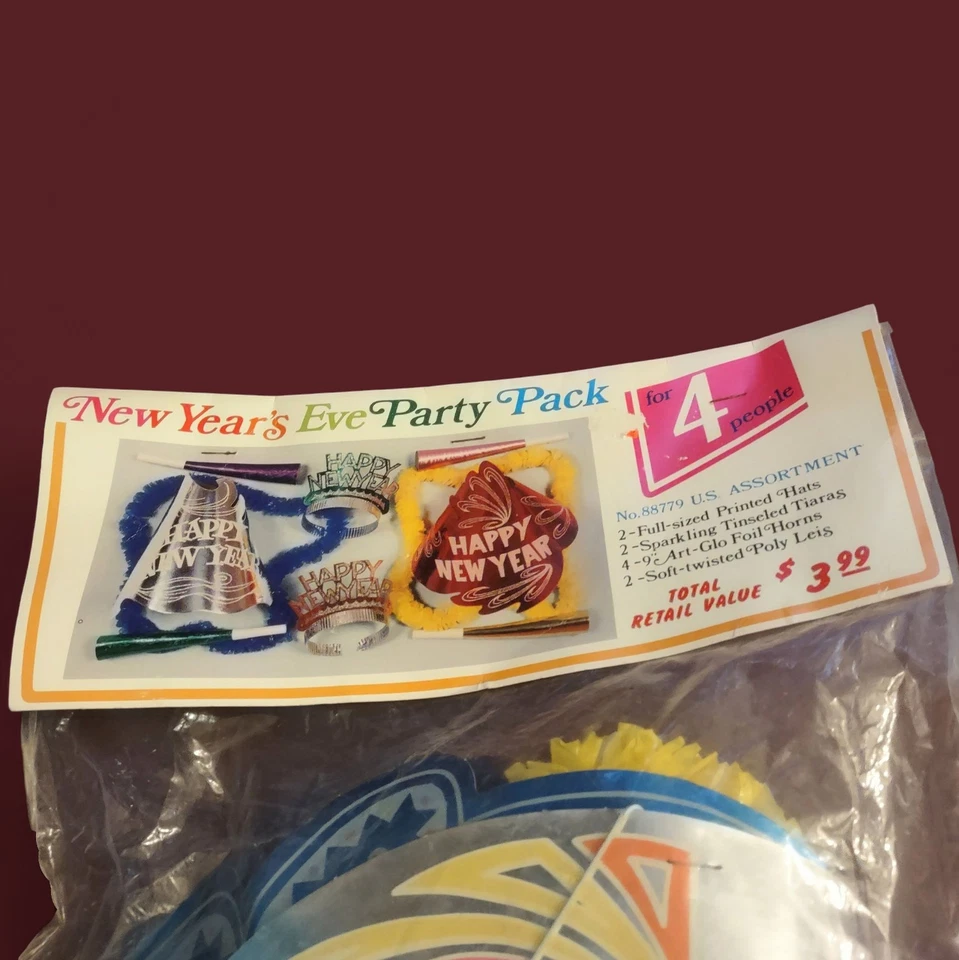 Vintage 70s/80s New Year's Eve Party Pack for 4 People NEW Old Stock Made in USA - Image 2 of 4