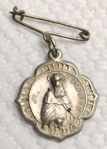 Antique Scalloped Religious Medal Saint Calogero Venerated In Sicily Ricordo