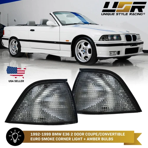 Euro SMOKE Corner Light Pair For 92-99 BMW E36 2D Coupe/Cabrio M3
