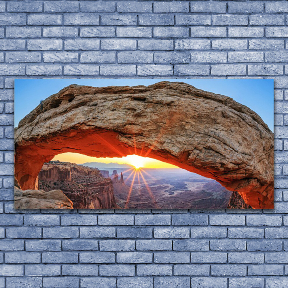 Tableau sur verre 140x70 Paysage Rocher Soleil Nature
