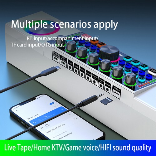 Live Sound Card For Singing Gaming Live Streaming Audio Mixer Home KTV - Afbeelding 3 van 24