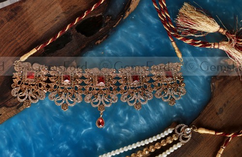 New Full handmade Bridal Mala Jewellery Set Indian Pakistani Choker earrings UK - Picture 19 of 22