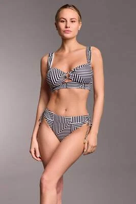 Bikini Donna Bralette + Slip Midi Vacanze Italiane Bianco-Nero Taglie 42-50 - Photo 1/3