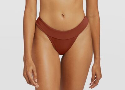 $150 Vitamin A Women's Brown Emmi High-Cut Bikini Bottoms Size XL