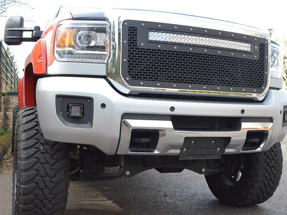 Kit de luces antiniebla rígidas negras medianoche PRO LED para 15-19 GMC Sierra 2500 3500 Foto 3 de 4