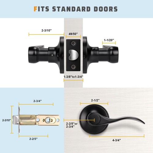 6 Pack Black Passage Door Levers Door Handle Sets Hallway Closet Door Lever H... - Picture 6 of 8