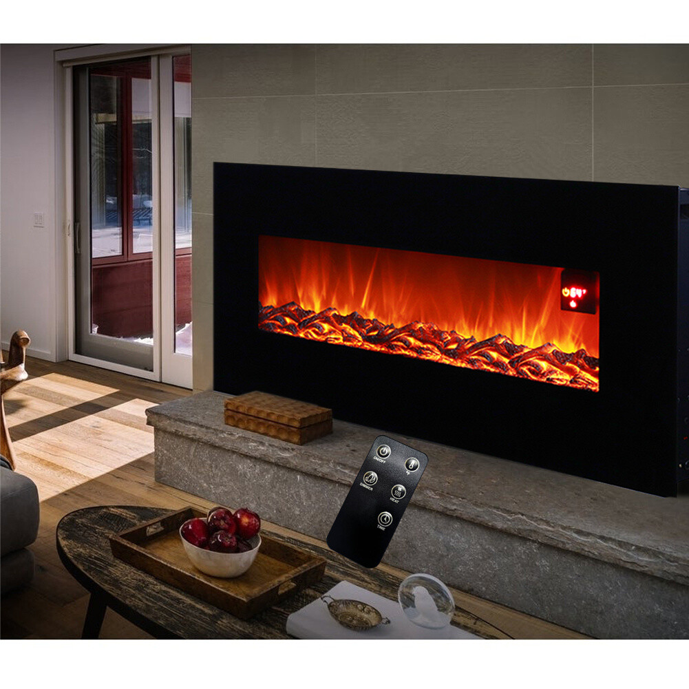 35/50 Inch Electric Fireplace Wall Mounted Large Electric Heater +Remote  Control | eBay