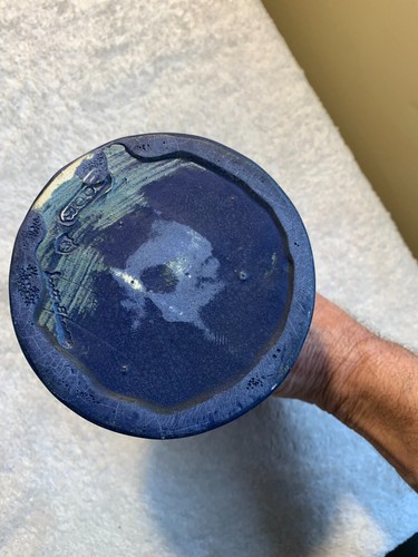 1 BLUE CANDLE HOLDER DOOR POTTERY SIGNED - Scott Draves- EPHRAIM FAIENCE - Picture 22 of 24