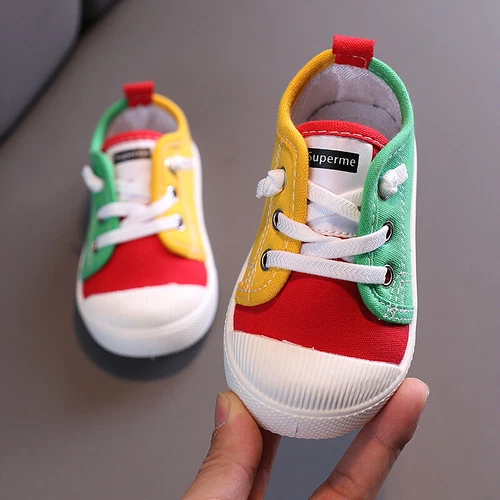 Kinder Jungen Mädchen Casual Pumps Canvas Low-Top Flache Trainer Bunte Schuhe - Bild 9 von 32