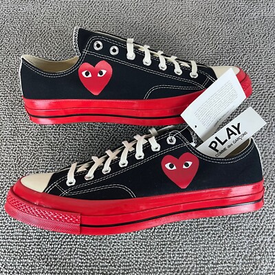 Converse Chuck 70 Low Play Comme Des Garcons Black Red Shoes Men's Size 12