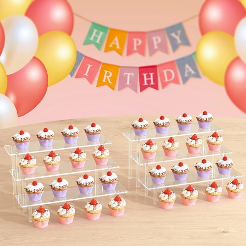 3 Tier Acrylic Display Risers, Large Perfume Organizer Stand, Clear - Picture 2 of 7