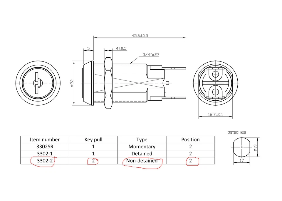批量 12 件 开关锁 单极 平钥匙铁锹终端 #2341 项目 3302-2 — 第 2/2 张图片