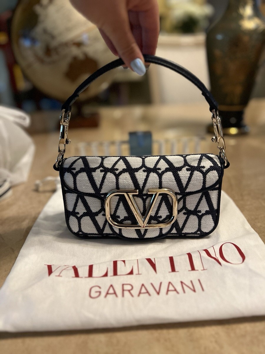 Valentino Vlogo Toile Iconographe Canvas Leather Shoulder Bag