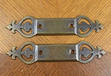 Pair of Vintage Brass Ornate Drawer Pull Knob Backplates 18966 80053